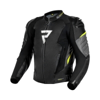 KURTKA MOTOCYKLOWA SKÓRZANA REBELHORN VELOCE BLACK GREY FLUO YELLOW