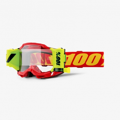 100 PROCENT GOGLE MODEL ACCURI 2 FORECAST ROLL-OFF RED - KOLOR CZERWONY/CZARNY/ŻÓŁTY FLUO SZYBKA PRZEŹROCZYSTA