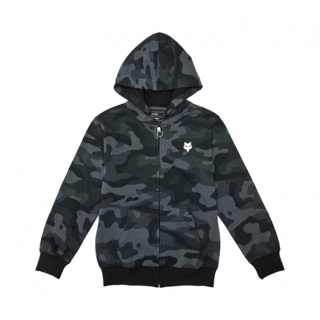 BLUZA Z KAPTUREM NA ZAMEK FOX JUNIOR HEAD BLACK CAMO YS
