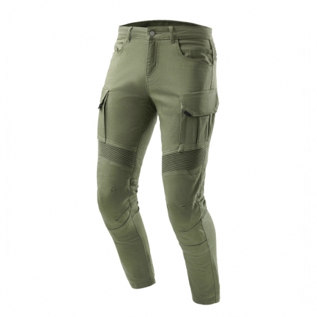 JEANSY MOTOCYKLOWE OZONE FASTER TAPERED FIT OLIVE