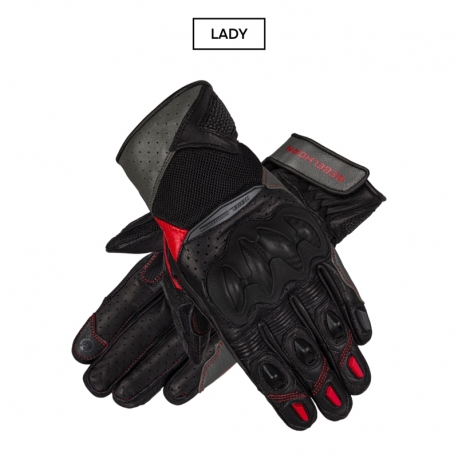RĘKAWICE MOTOCYKLOWE DAMSKIE REBELHORN FLUX 2 BLACK, GREY, FLUO RED