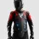 KURTKA MOTOCYKLOWA SKÓRZANA REBELHORN INFERNO BLACK BLUE WHITE RED