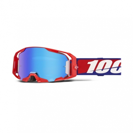100 PROCENT GOGLE ARMATIC BEST - MIRROR BLUE LENS - KOLOR CZERWONY/NIEBIESKI/BIAŁY SZYBA NIEBIESKIE LUSTRO