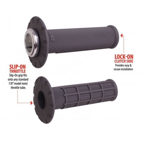 ODI MANETKI OFF ROAD HALF WAFFLE UNIVERSAL LOCK-ON GRIP SET KOLOR SZARY