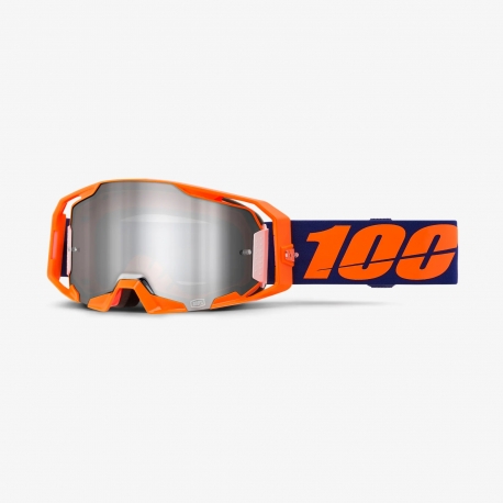 100 PROCENT GOGLE ARMATIC NEON ORANGE - MIRROR SILVER FLASH LENS - KOLOR POMARAŃCZOWY/FIOLETOWY SZYBA SREBRNE LUSTRO