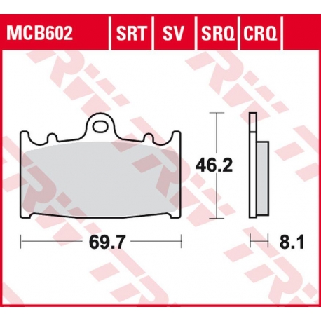 TRW ZF KLOCKI HAMULCOWE KH158 SINTER TRACK HUSABERG FS 450 '03-'05, FS 650 '01-'05, KAWASAKI ZZR 500 '90-'05, SUZUKI RGV 250 '91