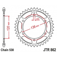 JT ZĘBATKA TYLNA 864 38 YAMAHA RD 500LC '84-87, RZV 500R (86038JT) (ŁAŃC. 530) NA ZAMÓWIENIE