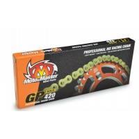 MOTO-MASTER ŁAŃCUCH NAPĘDOWY GP-420 MX PROFESSIONAL MOTOCROSS RACING CHAIN BEZ ORINGÓW KOLOR ZŁOTY (134 OGNIW, ZAPINKA W ZESTAWI