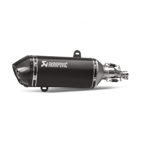 SLIP-ON LINE MUFFLER BLACK STAINLESS STEEL CARBON END CAP