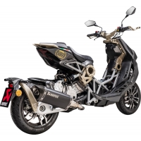 SLIP-ON LINE MUFFLER BLACK STAINLESS STEEL CARBON END CAP