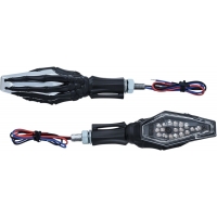 SKELETON HAND TURN SIGNAL WITH BLACK STEM AND CHROME HEADS