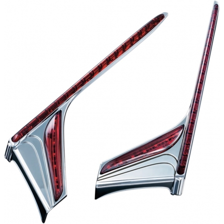 VERTICAL REAR LED LIGHT STRIPS WITH RED LENSES CHROME