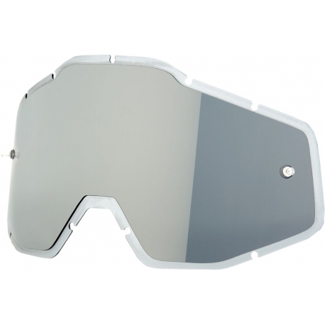 MIRROR SILVER FLASH/SMOKE ANTI-FOG INJECTED REPLACEMENT LENS FOR 100% GOGGLES