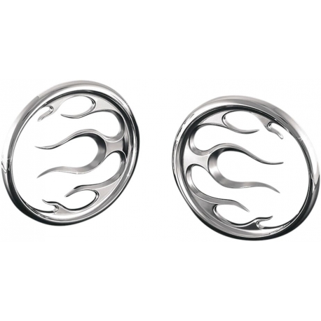 FRONT SPEAKER GRILLS FLAME CHROME