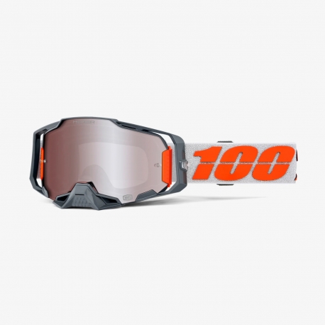 100 PROCENT GOGLE ARMEGA HIPER SILVER - MIRROR SILVER FLASH LENS - KOLOR SZARY/CZERWONY SZYBKA SREBRNE LUSTRO