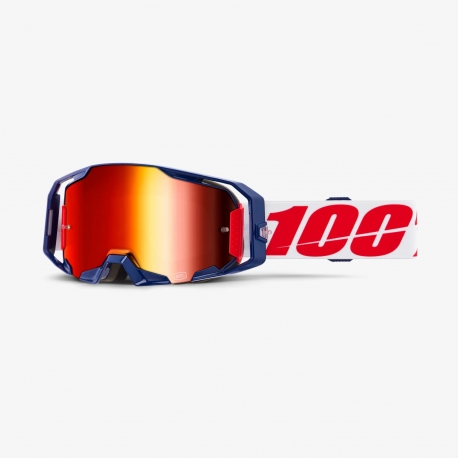 100 PROCENT GOGLE ARMATIC MACH Z - MIRROR RED LENS - KOLOR NIEBIESKI/CZERWONY/BIAŁY SZYBA CZERWONE LUSTRO