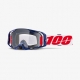 100 PROCENT GOGLE ARMATIC MACH Z - CLEAR LENS - KOLOR NIEBIESKI/CZERWONY/BIAŁY SZYBA PRZEŹROCZYSTA