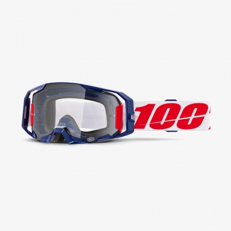 100 PROCENT GOGLE ARMATIC MACH Z - CLEAR LENS - KOLOR NIEBIESKI/CZERWONY/BIAŁY SZYBA PRZEŹROCZYSTA