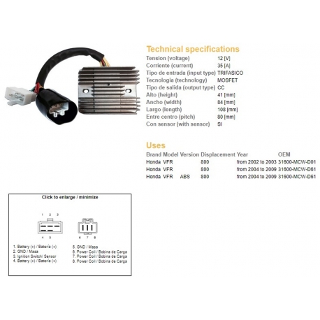 DZE REGULATOR NAPIĘCIA HONDA VFR 800 '02-'09 (35A) (31600-MCW-D61) (ESR438)