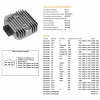 DZE REGULATOR NAPIĘCIA KAWASAKI VN 750/1500 ZN 700/1100 ZR 750 '91-'93 ZX 400/550/600 ZZ-R 400/500/600 (RGU-403, ESR260) (21