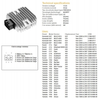 DZE REGULATOR NAPIĘCIA YAMAHA YFM 125/250/350/400/450/600/660 (RAPROR BIG BEAR KODIAK GRIZZLY BRUIN) SUZUKI LTZ400 QUADRACER 