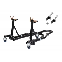 BIKETEC PRO PODNOŚNIK / STOJAK POD MOTOCYKL NA TYŁ (ADAPTERY V I L W ZESTAWIE) NA WÓZKU (MOŻLIWOŚC ŁATWEGO PRZESTAWIENIA MOTOCYK