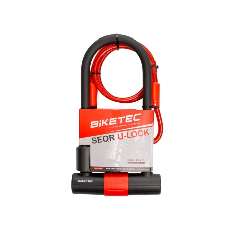 BIKETEC ZABEZPIECZENIE U-LOCK Z LINKĄ ROZMIAR: LINKA 10MM, 1,2M Z KŁÓDKA 180MM X 320MM, 3KLUCZE, JARZMO 16MM