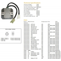 DZE REGULATOR NAPIĘCIA SUZUKI DL 650 V-STROM '04-'09 SV 650 '03-'08 SV 1000 '03-'07 VL 800 VOLUSIA '01-'02 LT-A QUAD RUNNER 