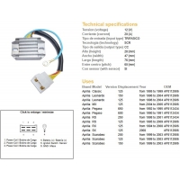 DZE REGULATOR NAPIĘCIA APRILIA PEGASO 600/650 '90-'95 RS 125/250 '95-'09 RX 125 '94-'08 LEONARDO SCARABEO (ESR087)