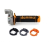 DOMINO ROLGAZ KOMPLETNY Z MANETKAMI OFF ROAD KTM/HUSQVARNA/GASGAS 4T (SREBRNA OBUDOWA) KOLOR CZARNY/POMARAŃCZOWY