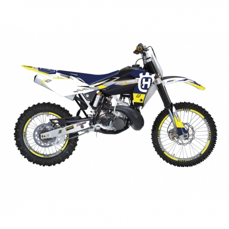 BLACKBIRD KOMPLET NAKLEJEK (OKLEIN) HUSQVARNA CR 125 '06-'08, WR 250/300 '06-'13 DREAM 5 CHROME EFX KOLOR ŻÓŁTY NIEBIESKI BIAŁY