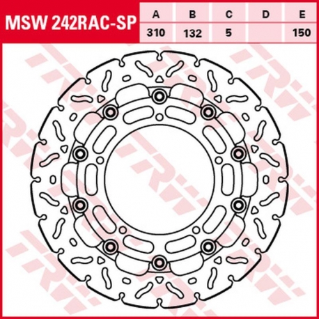 TRW ZF TARCZA HAMULCOWA PRZÓD YAMAHA YZF R6 '04-'16, FZ-8N/S FAZER '10-'16, YZF R1 '06-'11, XT 1200Z TENERE '10-, (310X132X5MM) 