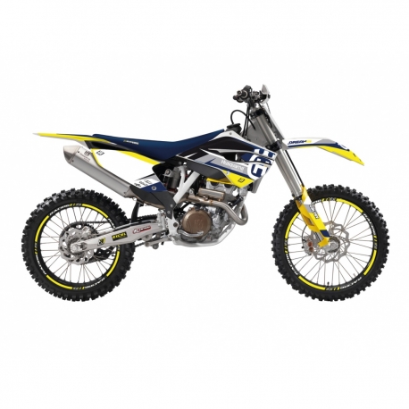 BLACKBIRD KOMPLET NAKLEJEK (OKLEIN) HUSQVARNA FC/TC '14-'15, TE/FE '14-'16 DREAM 5 CHROME EFX KOLOR NIEBIESKI ŻÓŁTY