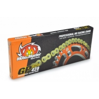 MOTO-MASTER ŁAŃCUCH NAPĘDOWY GP-428 MX PROFESSIONAL MOTOCROSS RACING CHAIN BEZ ORINGÓW KOLOR ZŁOTY (134 OGNIW, ZAPINKA W ZESTAWI