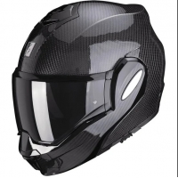 SCORPION KASK SZCZĘKOWY (SZCZĘKA DO TYŁU) EXO-TECH CARBON SOLID BLACK KOLOR CZARNY POŁYSK (KARBON) ROZMIAR XXL