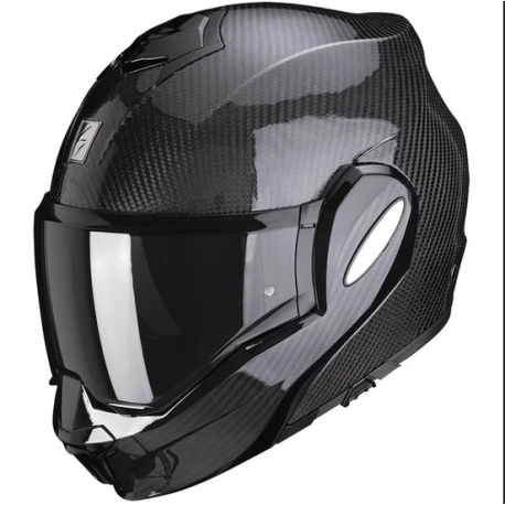 SCORPION KASK SZCZĘKOWY (SZCZĘKA DO TYŁU) EXO-TECH CARBON SOLID BLACK KOLOR CZARNY POŁYSK (KARBON) ROZMIAR XXL