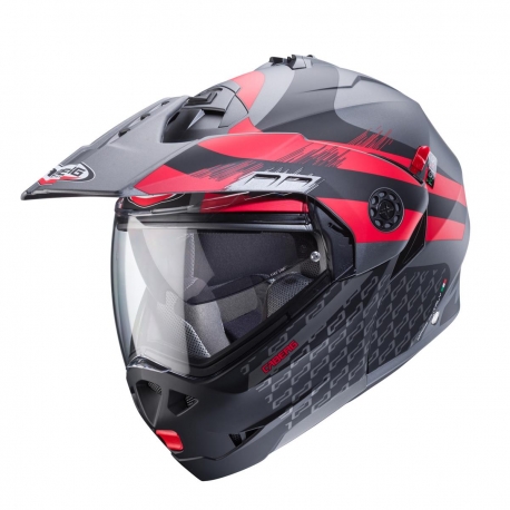 CABERG KASK SZCZĘKOWY FLIP-UP ENDURO MODEL TOURMAX X SARABE KOLOR SZARY MAT/CZARNY/CZERWONY ROZMIAR M (PINLOCK W ZESTAWIE)