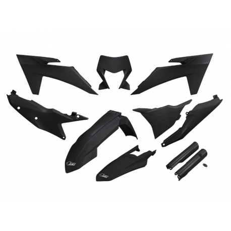 UFO KOMPLET PLASTIKÓW (FULL KIT) Z OSŁONAMI TELESKOPÓW (AMORTYZATORÓW) KTM EXC 150 / 250 / 300 TBI '24-'25, EXC-F 250 / 350 / 45