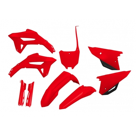 UFO KOMPLET PLASTIKÓW (FULL KIT) Z OSŁONAMI TELESKOPÓW (AMORTYZATORÓW) HONDA CRF 250 R '22-'24, CRF 450 R '21-'24 KOLOR OEM CZER