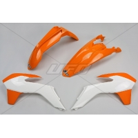 UFO KOMPLET PLASTIKÓW KTM EXC '14-'16, KOLOR OEM '15-'16 (POMARAŃCZOWY/BIAŁY) (KT516E999W)