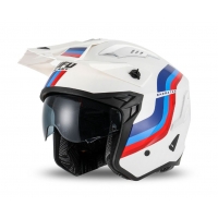 UFO KASK SHERATAN JET / TRIAL Z BLENDĄ PRZECIWSŁONECZNĄ KOLOR BIAŁY NIEBIESKI CZERWONY ROZMIAR L ( ECE 22R06 ) - KOLEKCJA 2025