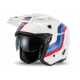 UFO KASK SHERATAN JET / TRIAL Z BLENDĄ PRZECIWSŁONECZNĄ KOLOR BIAŁY NIEBIESKI CZERWONY ROZMIAR XL ( ECE 22R06 ) - KOLEKCJA 2025