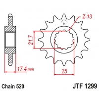 JT ZĘBATKA PRZEDNIA HONDA CB 250 '96-07' VT/VTR 250 '98-17' (ŁAŃC. 520)