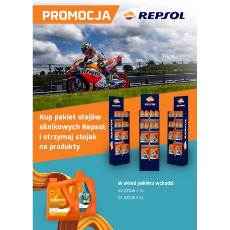 REPSOL PAKIET OLEJÓW SILNIKOWYCH ZE STOJAKIEM