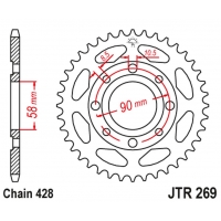 JT ZĘBATKA TYLNA 269 52 HONDA CG 125 '02-'05, CM 125 '82-'97, CB 125T '82-'88, DAELIM VC 125 '96-'99 (26952JT) (ŁAŃC. 428)