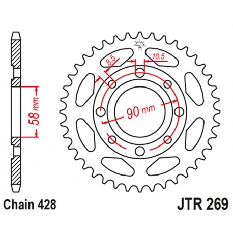 JT ZĘBATKA TYLNA 269 52 HONDA CG 125 '02-'05, CM 125 '82-'97, CB 125T '82-'88, DAELIM VC 125 '96-'99 (26952JT) (ŁAŃC. 428)