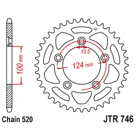 JT ZĘBATKA TYLNA 4444 46 DUCATI PANIGALE 899 14-15, SCRAMBLER 800 15-18 (-2) (444446JT) (ŁAŃC.520)