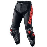 SPODNIE SKÓRZANE REBELHORN REBEL BLACK FLUO RED 46