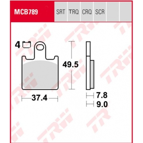 TRW ZF KLOCKI HAMULCOWE KH417 SINTER RACING WYCZYNOWE KAWASAKI ZX6R 07-16, Z 750 11-14, PRZÓD (ZASTĘPUJE MCB789SRQ)