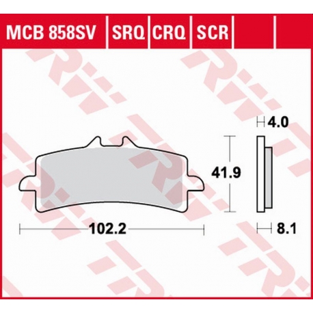 TRW ZF KLOCKI HAMULCOWE KH447 CARBON RACING APRILIA RSV4, V4 TUONO '15-, BMW HP4 1000 '12-'16, DUCATI DIAVEL 1200 '11-18, HONDA 